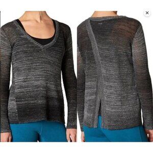 Prana Gray Lightweight Wool Blend Julien Open Back Sweater Size Medium